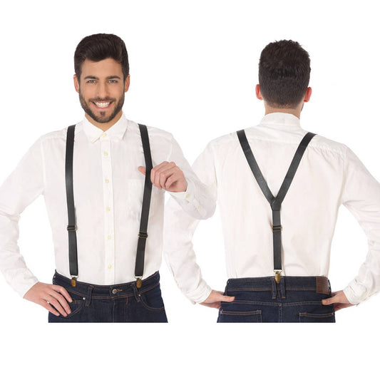 Black Faux Leather Braces