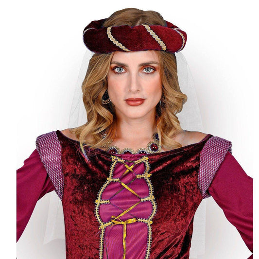 Garnet Medieval Headdress with Veil