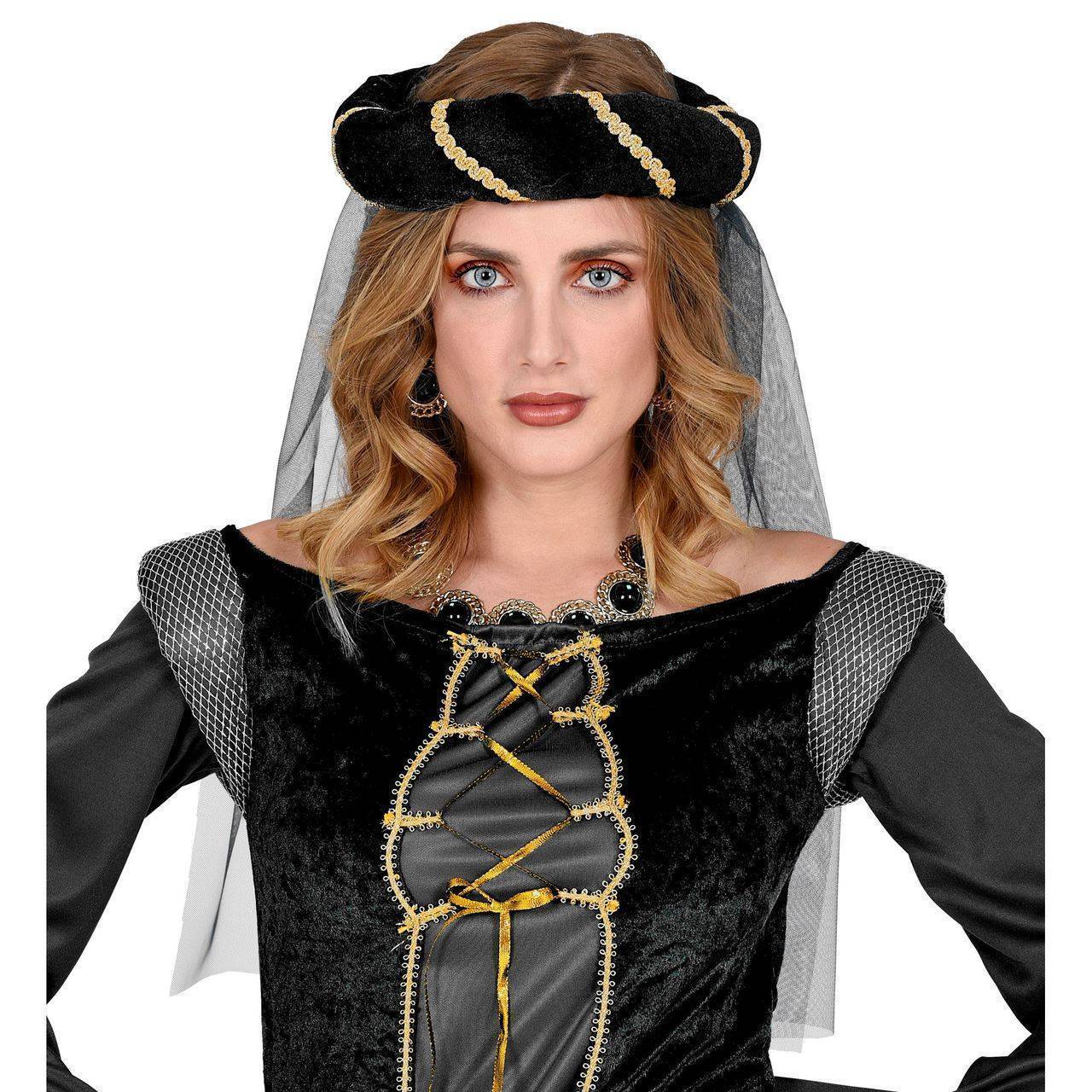 Black Medieval Headdress with Veil