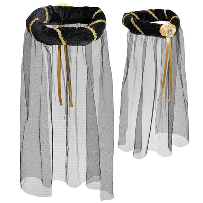Black Medieval Headdress with Veil