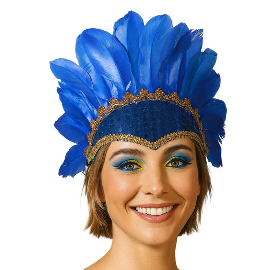 Blue Eco Feather Headdress