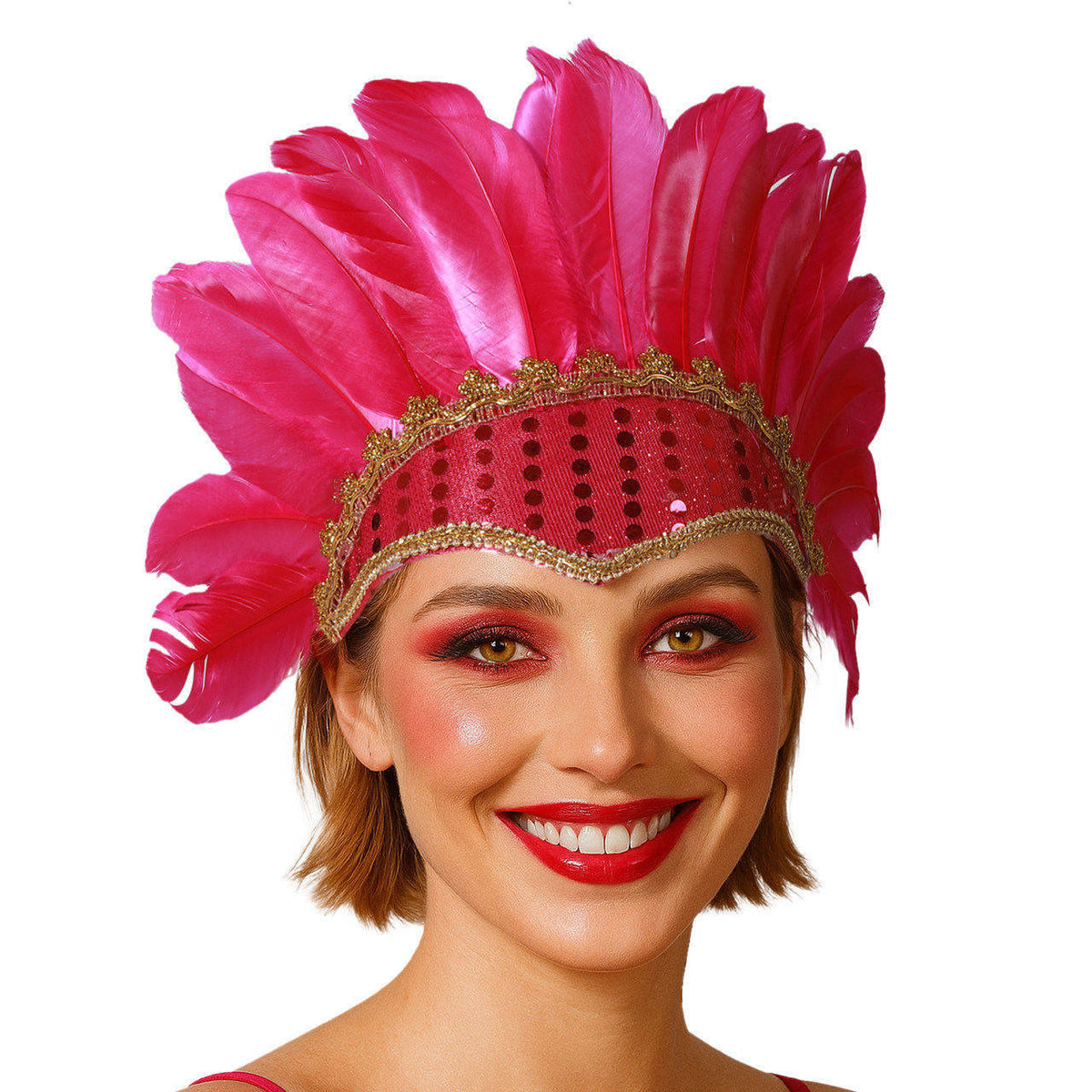 Fuchsia Feather Headdress Eco