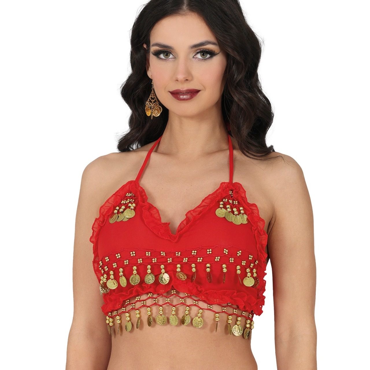 Red Belly Dance Top with Coins