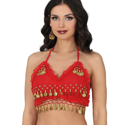 Red Belly Dance Top with Coins