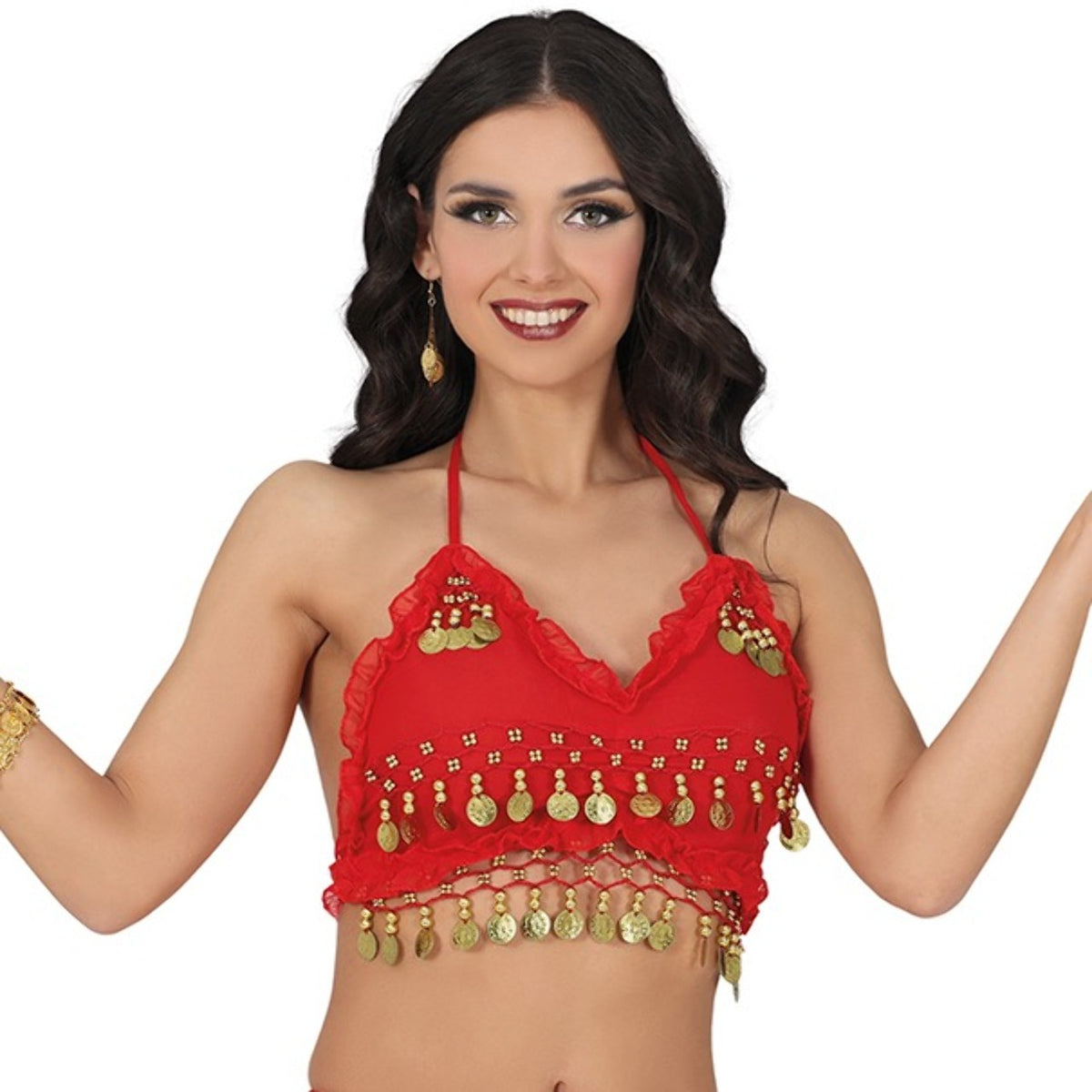 Red Belly Dance Top with Coins
