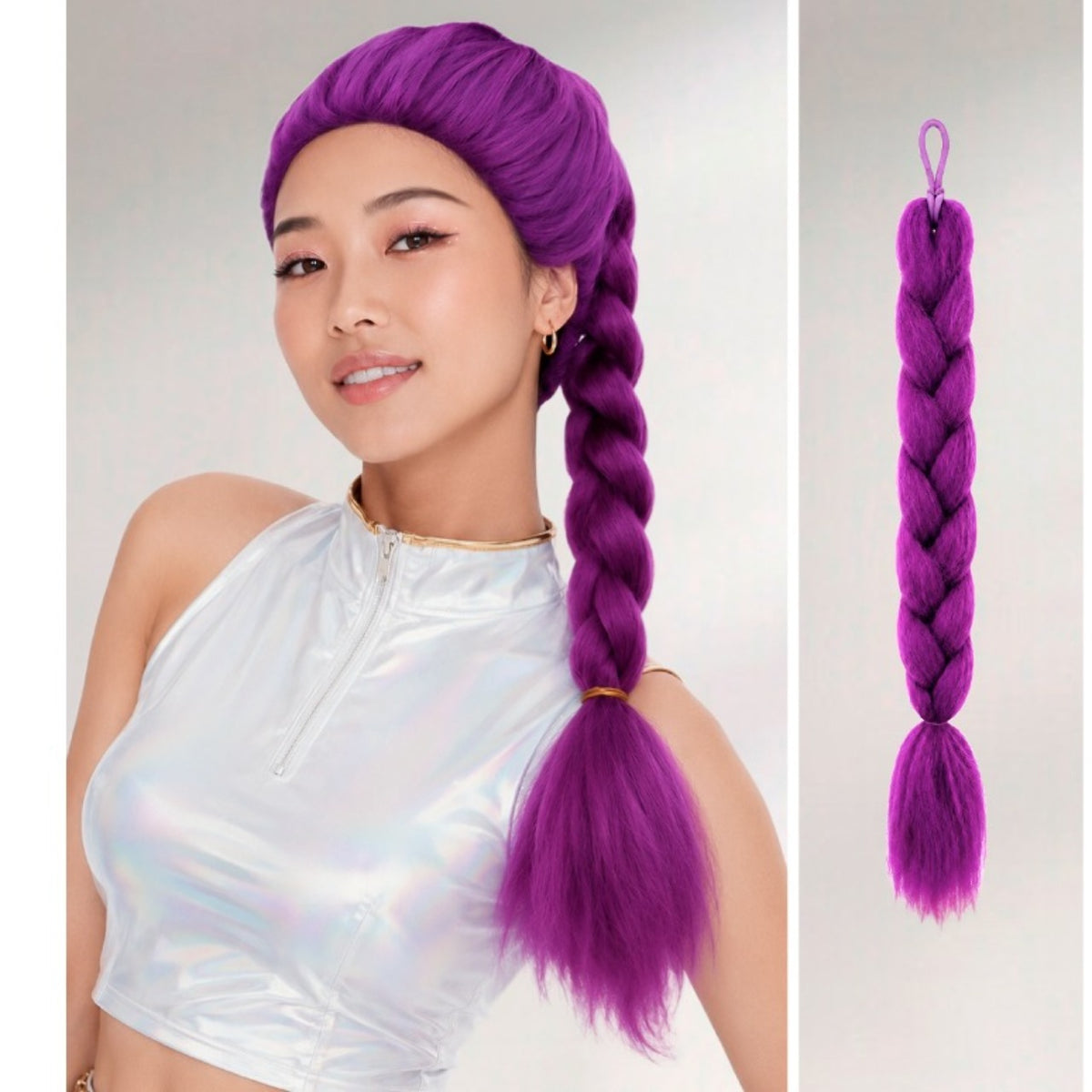 Lilac K-Pop Singer Braid with Elastic Band