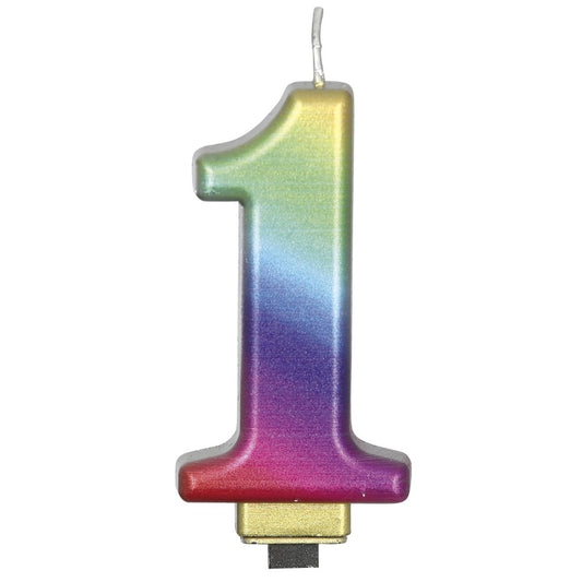 Metallic Multicolour Number 1 Candle