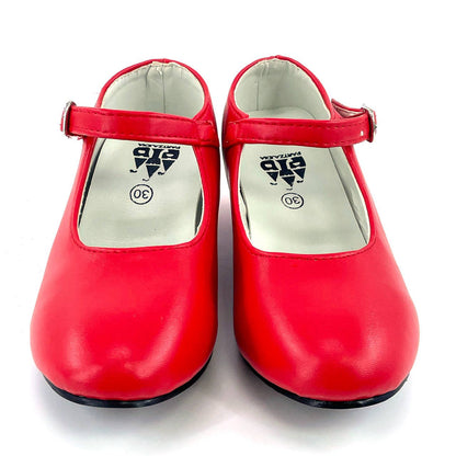 Kids Plain Red Flamenco Shoes