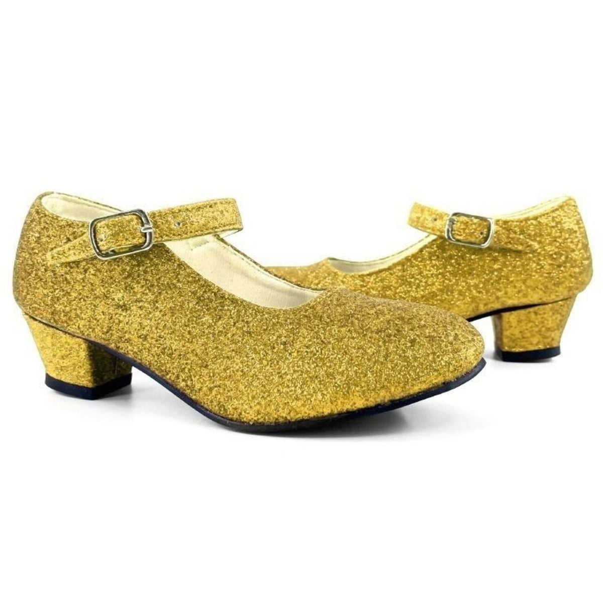 Girls Gold Glitter High Heel Shoes