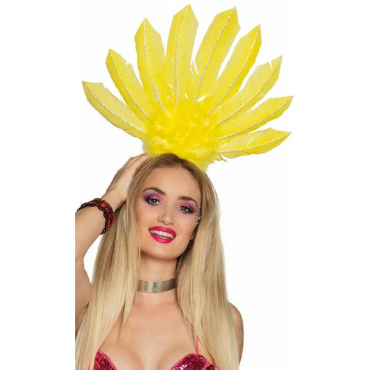 Tocado de Plumas Amarillo | Don Disfraz