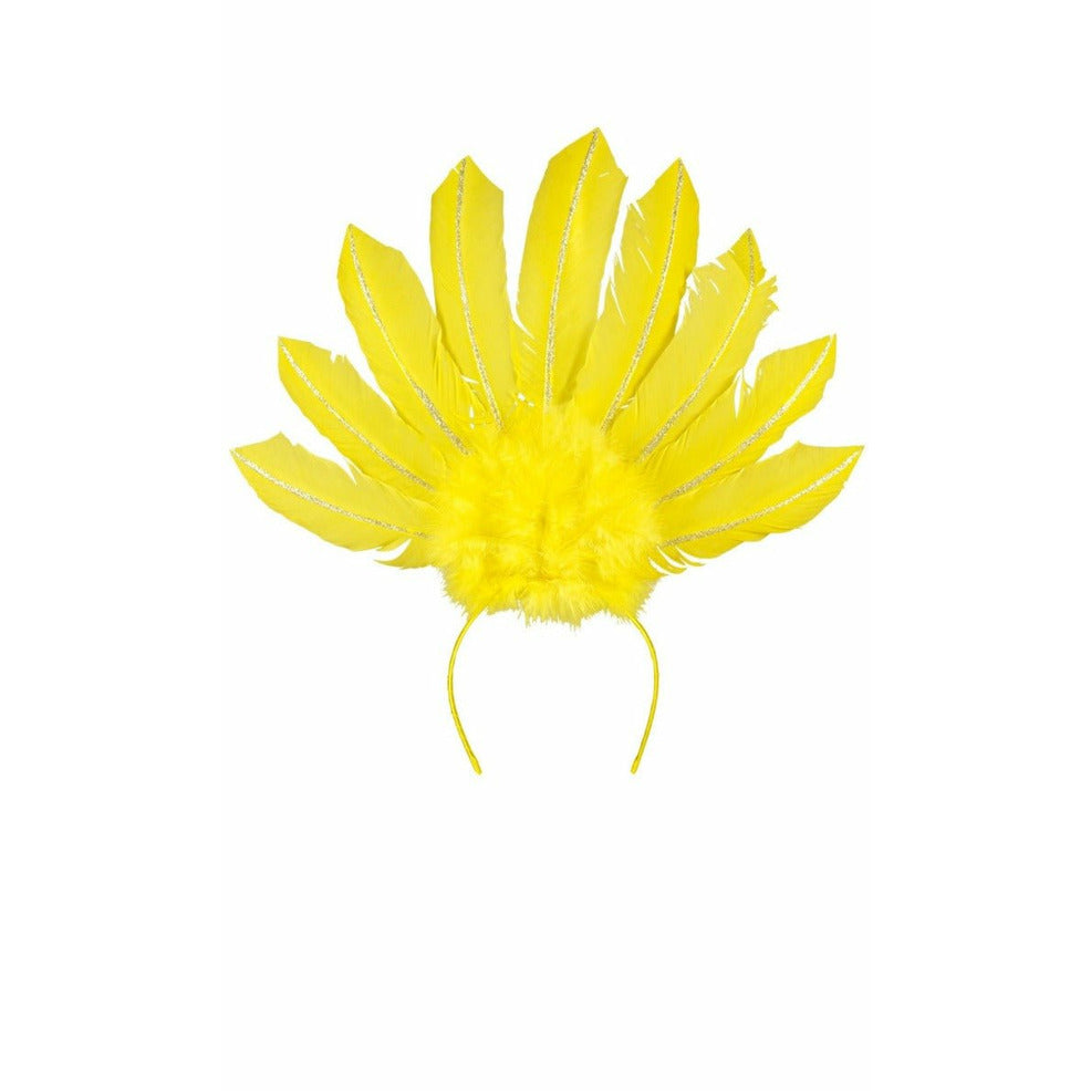 Tocado de Plumas Amarillo | Don Disfraz