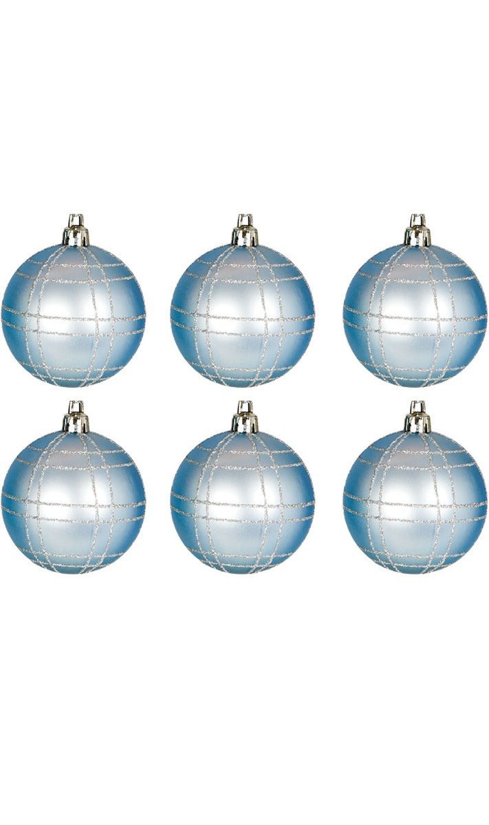 6 Decorated Blue Christmas Balls