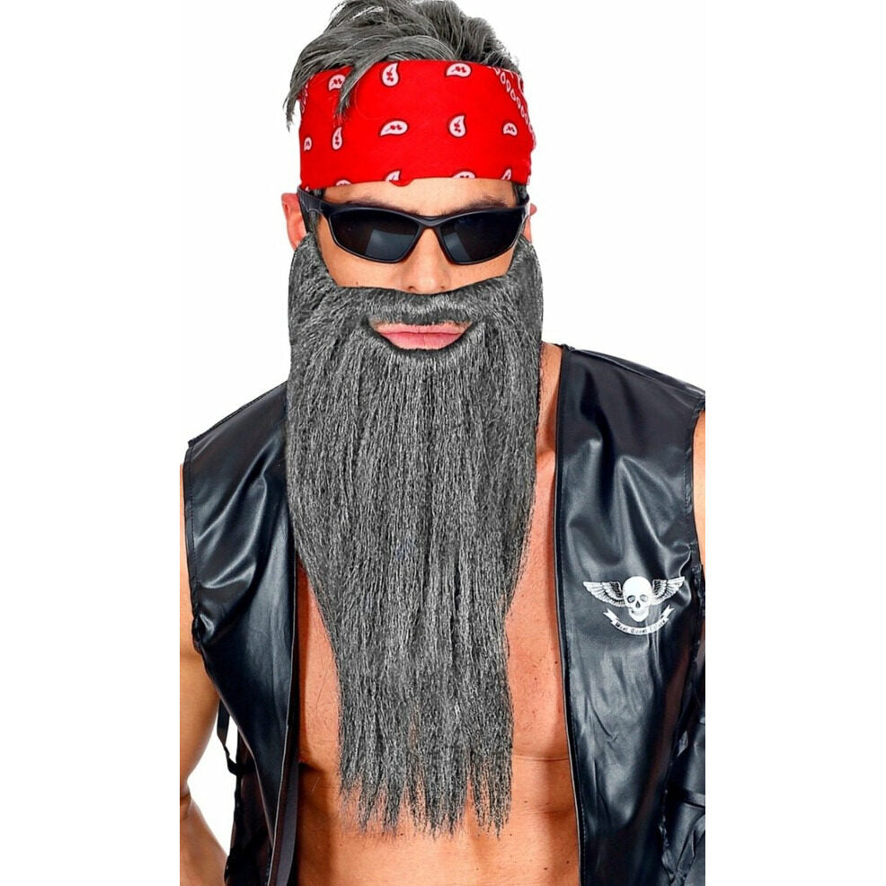Barba Gris Larga con Bigote | Don Disfraz