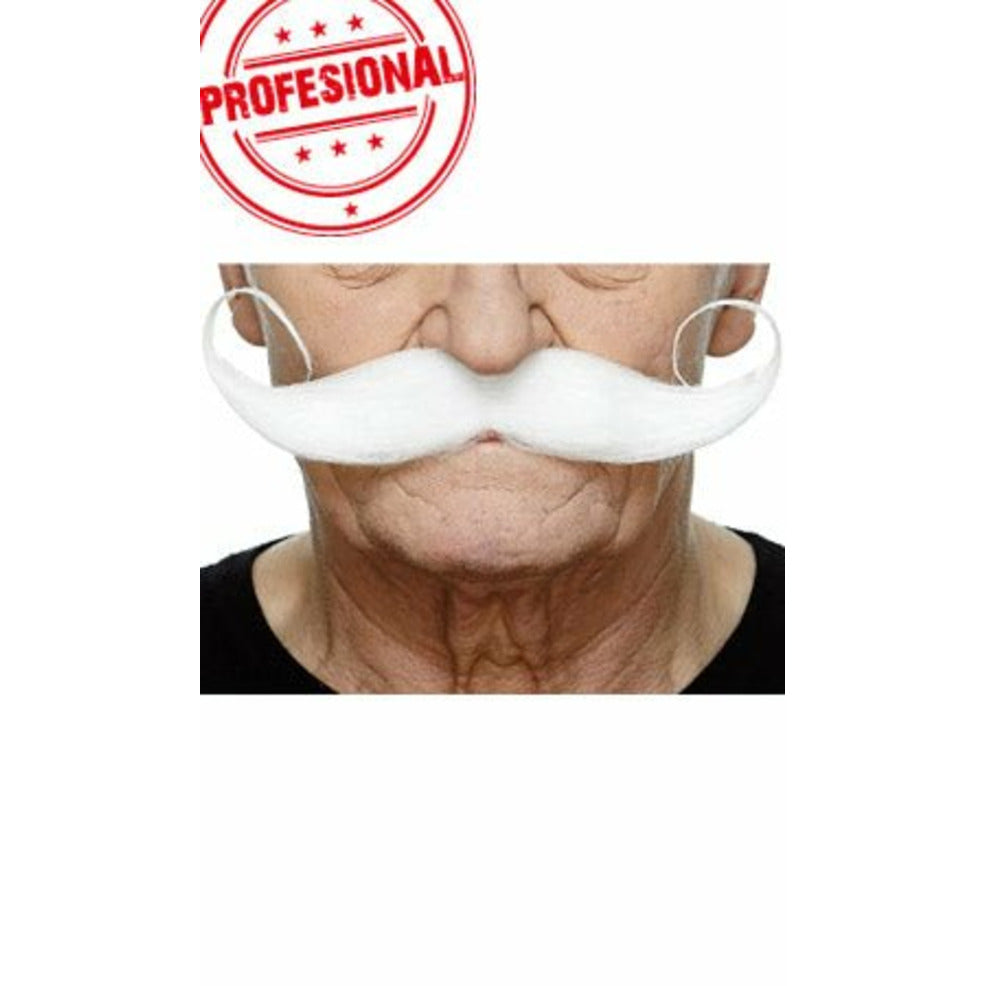 Bigote Blanco Profesional 073-LG | Don Disfraz