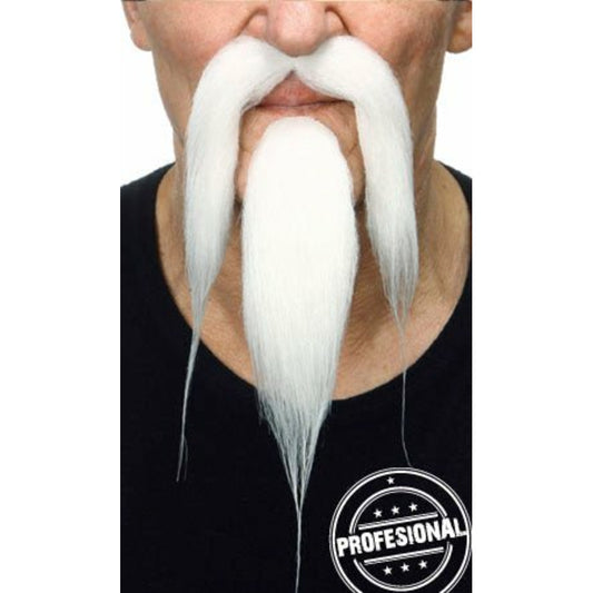 Bigote y Perilla Blanco Profesional 038-LG | Don Disfraz