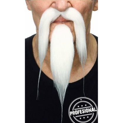 Bigote y Perilla Blanco Profesional 038-LG | Don Disfraz