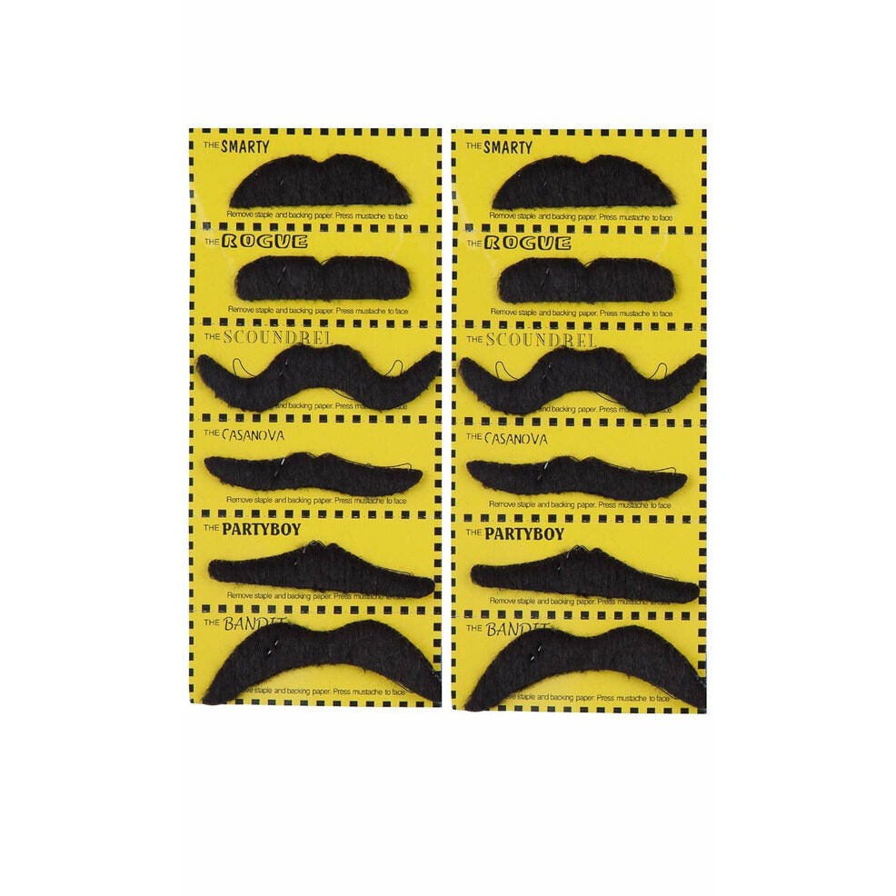 Pack de 12 Bigotes Negros | Don Disfraz
