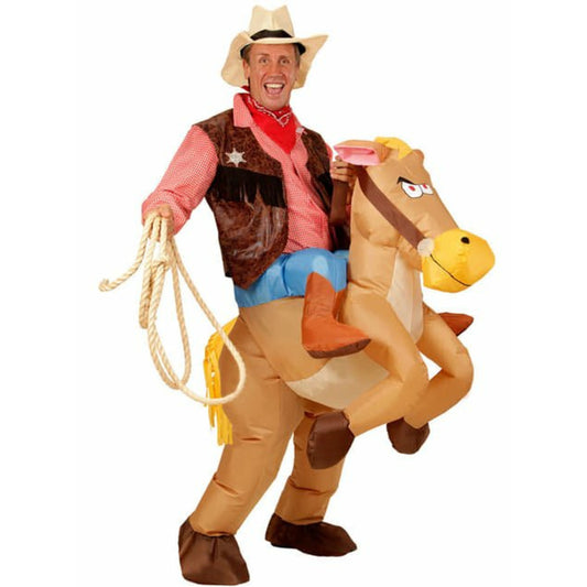Disfraz de Vaquero con Caballo Hinchable adulto | Don Disfraz