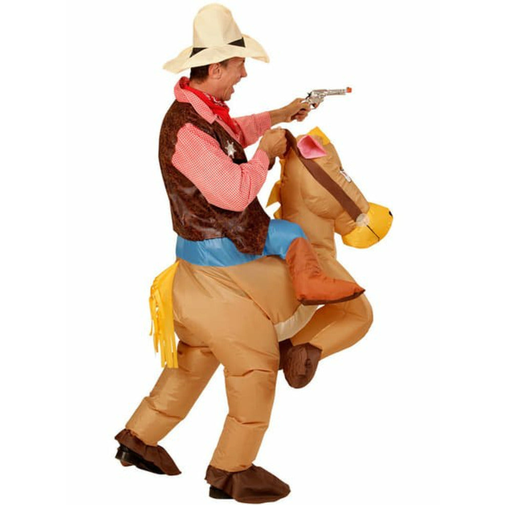 Disfraz de Vaquero con Caballo Hinchable adulto | Don Disfraz