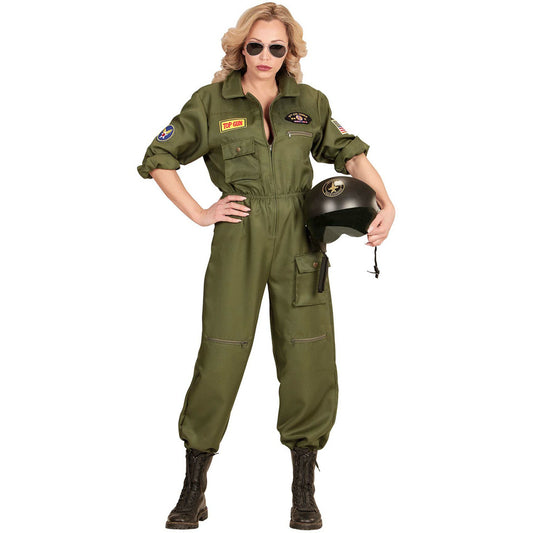 Disfraz de Piloto Combate Verde para mujer | Don Disfraz