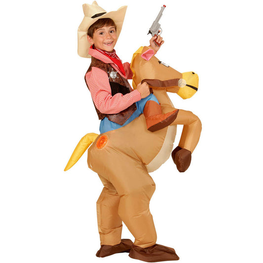 Disfraz de Vaquero con Caballo Hinchable infantil | Don Disfraz