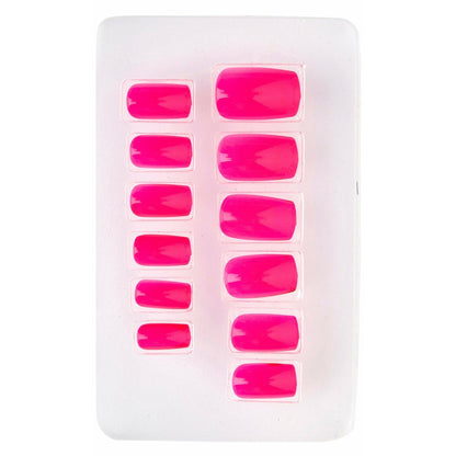Kit 12 Uñas Fucsia Fluorescente | Don Disfraz