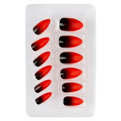 Kit 12 Uñas Rojo Sombreado | Don Disfraz