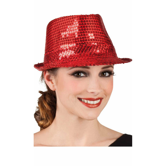 Sombrero Gangster Lentejuelas Rojo | Don Disfraz