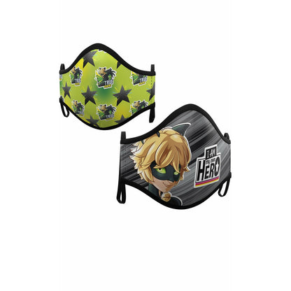 Pack 2 Mascarillas de Tela Cat Noir™  infantil | Don Disfraz