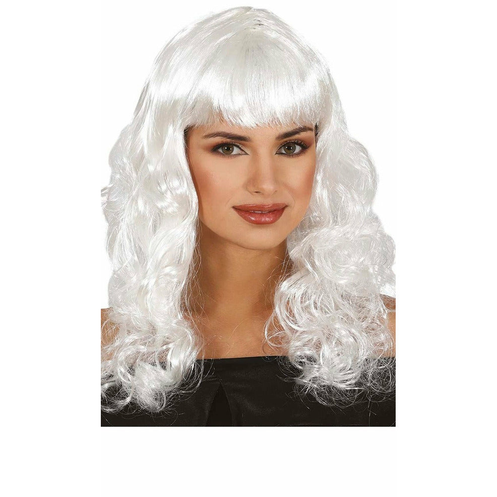 Peluca Blanca Melena Flequillo | Don Disfraz