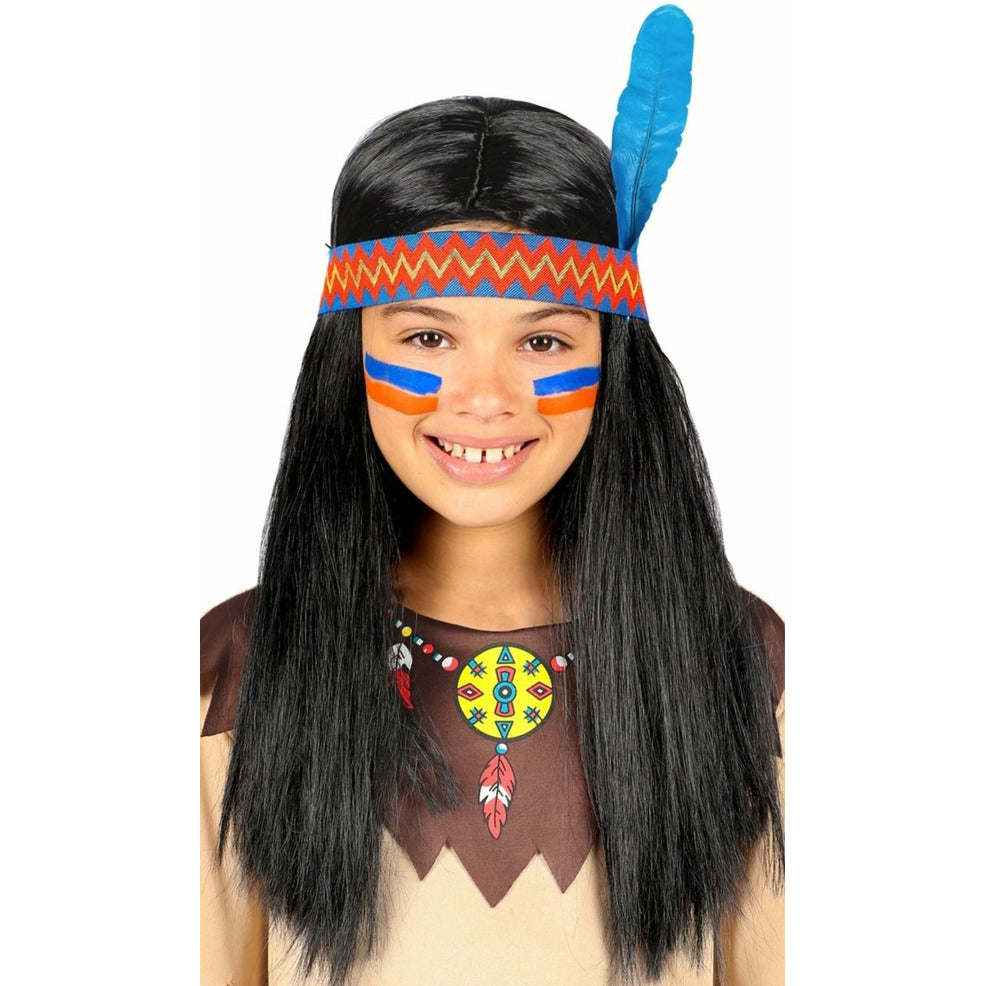 Peluca de Indio con Pluma infantil | Don Disfraz