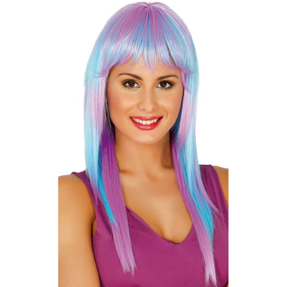 Peluca Larga Azul y Violeta | Don Disfraz