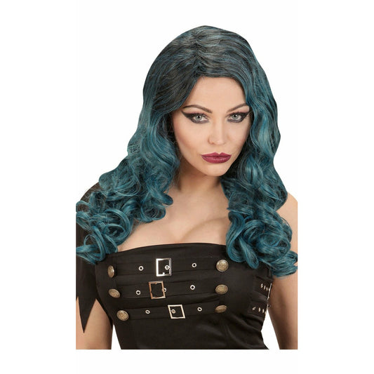 Peluca Larga Ondas Azul | Don Disfraz
