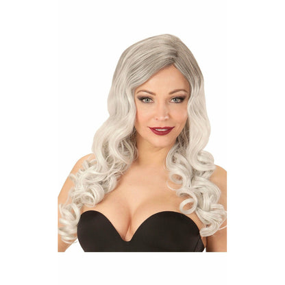 Peluca Larga Ondas Gris | Don Disfraz