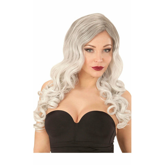 Peluca Larga Ondas Gris | Don Disfraz