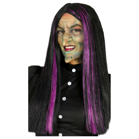 Peluca Lisa Mechas Violetas | Don Disfraz