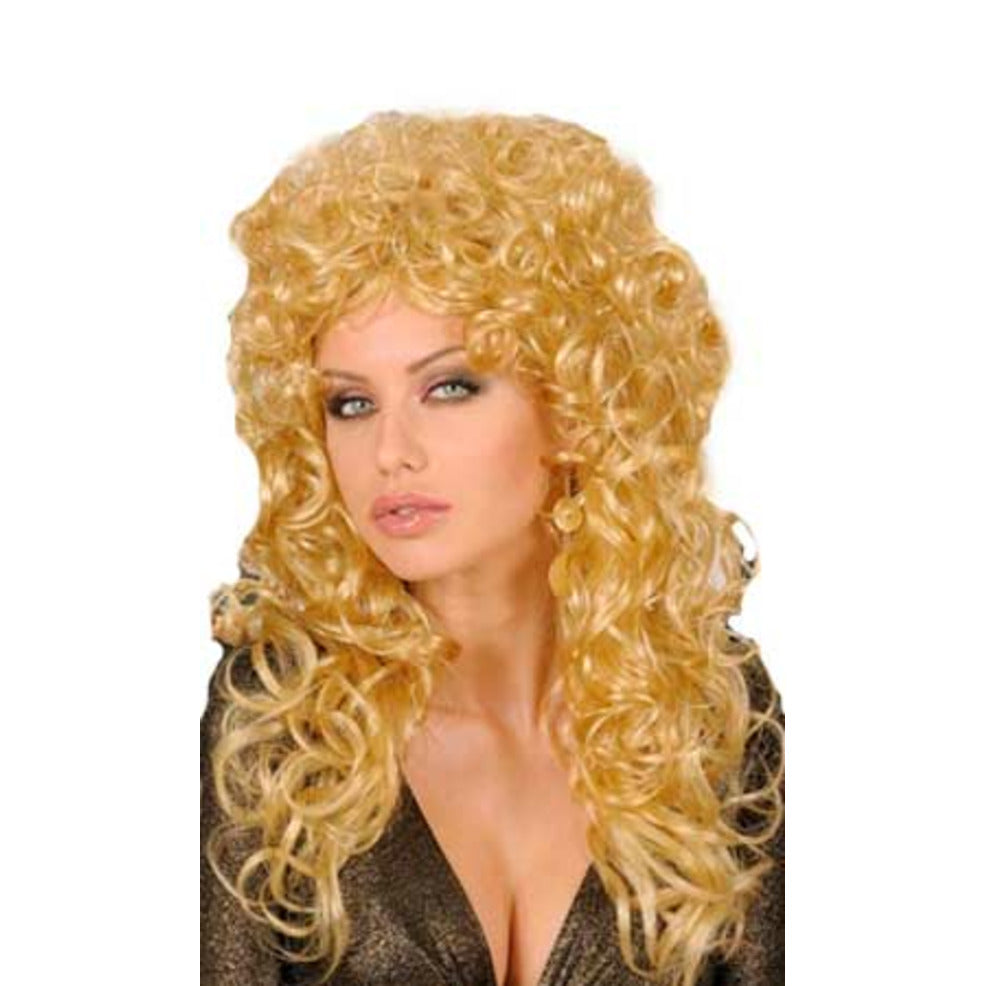 Peluca Rizada Larga Rubia | Don Disfraz