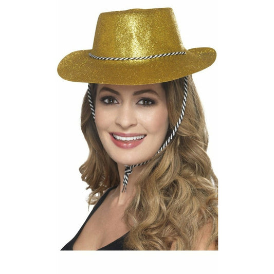 Sombrero de Vaquero Dorado Purpurina | Don Disfraz